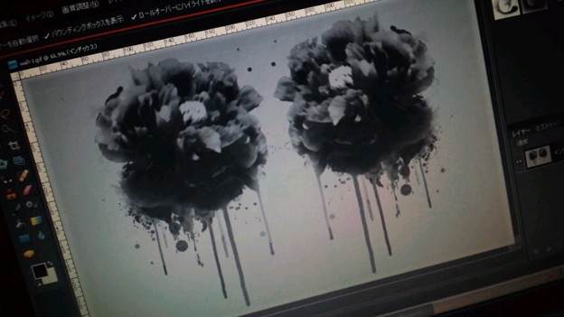 ぱそこさんの壁紙用の牡丹の墨絵みたいの ゆくゆくは素材屋なんかや 写真共有サイト フォト蔵